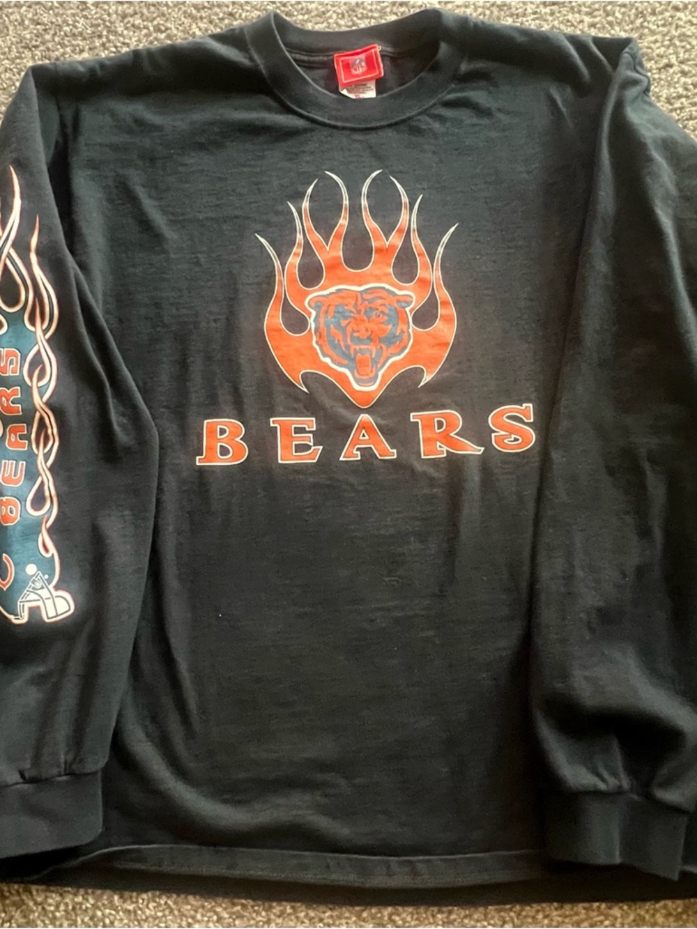 NFL Black Long Sleeve Bears Flame Graphic Tee